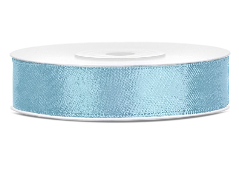 Ruban satin de 50 m de long et 15 mm de large bleu clair