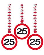 Lot de 3 suspensions d'anniversaire - 25 ans