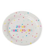 lot de 12 assiettes Joyeux Anniversaire multicolores