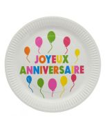 10 Assiettes Joyeux Anniversaire 23 cm