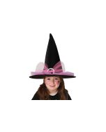 Chapeau de sorcière noir et rose - enfant