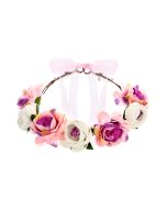 Couronne de fleur rose et blanche mariage - 17cm