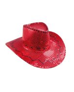 Chapeau cowboy avec strass - rouge