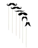 6 moustaches sur bâton - noires