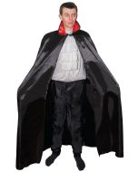 Cape tissu satiné noir avec col rouge- 140 cm