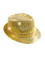 Chapeau doré avec lumières clignotantes