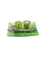Assiette pois argent N°2 - verte