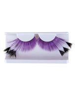 Paire de faux cils effet plumes - noir et violet