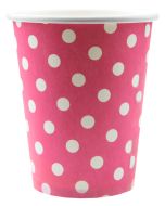 10 gobelets motif pois - fuchsia