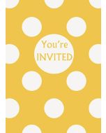 8 cartes d'invitation jaunes à pois blanc