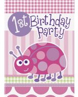 8 cartes d'invitation 1st Birthday fille