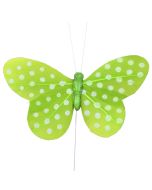 6 Papillons sur tige à pois - vert