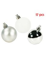 Lot 17 boules de Noël - argent et blanc irisé