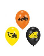 6 ballons en latex camions de chantier