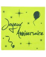 20 serviettes joyeux anniversaire - vert