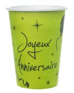 10 gobelets "Joyeux Anniversaire" vert