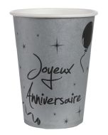 10 gobelets "Joyeux Anniversaire" argent