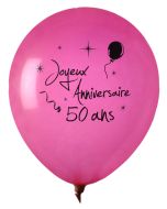 8 ballons Joyeux anniversaire 50 ans - rose
