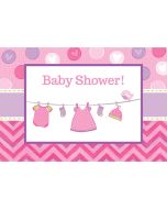 8 Invitations + enveloppes Baby Shower fille 