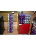 Lot de 12 boules de Noël pailletées - violet ou argent