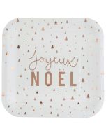 Lot de 10 assiettes "Joyeux Noël" - cuivre