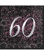 16 serviettes anniversaire 60 ans confettis roses