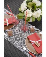 Chemin de table en dentelle mat - blanc