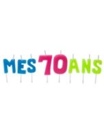 Bougies lettres sur piques "Mes 70 ans"