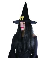 Chapeau de sorcière adulte - noir - boucle dorée