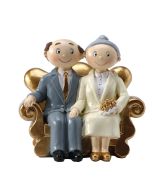 Couple mariés papy & mamy dans fauteuil doré