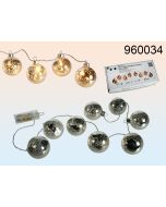 Guirlande lumineuse boules en verre - argent - 1.20m