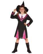 Costume fille sorcière luxe - noir et rose - Taille 4/6 ans