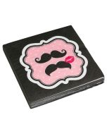 20 serviettes moustaches roses