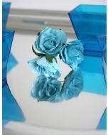 12 Roses papier sur tige turquoise