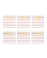 x6 Sachets Anniversaire Rayé rose et blanc avec stickers