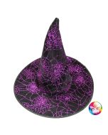 Chapeau de sorcière noir pailleté fuschia