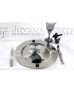 Chemin de table joyeux anniversaire gris à prix discount