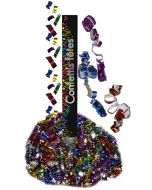 Canon à confettis + serpentins métallisés multicolores - 50 cm