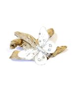 4 papillons strass sur pince 8 cm - argent