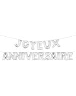 18 ballons lettres "Joyeux Anniversaire" couleur argent