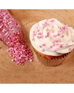Confettis gâteau ronds en sucre roses métallisés 70 g