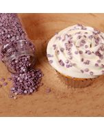 Confettis gâteau ronds en sucre violet métallisé 70 g