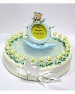 Gâteau baptême - Ourson bleu