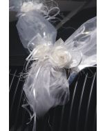 Guirlande organza, rubans et roses blanches