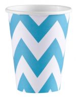 8 gobelets chevrons turquoise