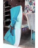 10 Housses chaise blanc voile turquoise