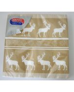 20 serviettes en papier Noël rennes or - 33 cm x 33 cm 