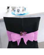 Kit housses de chaises noires et noeuds roses - x10