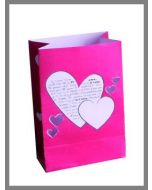 Lanternes de table en papier - Motif coeur - fuchsia - x5