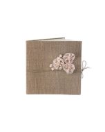 Livre d'or mariage jute et fleurs en dentelle